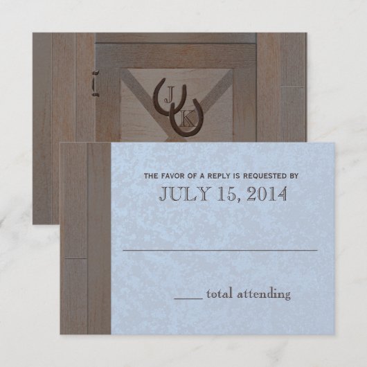 Stabiele deuren met Hoefijzers Barn Response RSVP Kaartje (Voorkant / Achterkant)