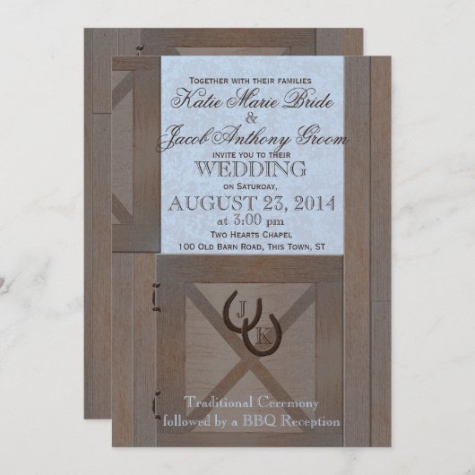 Stabiele deuren schuur bruiloft kaart (Voorkant / Achterkant)