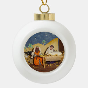 stabiele Kerstmis van Jesus Mary Joseph van de Keramische Bal Ornament