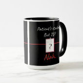 Stabiele patiënt, maar IQ? Nah - Nurse Dark Humor Mok (Voorkant rechts)