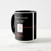 Stabiele patiënt, maar IQ? Nah - Nurse Dark Humor Mok (Voorkant links)