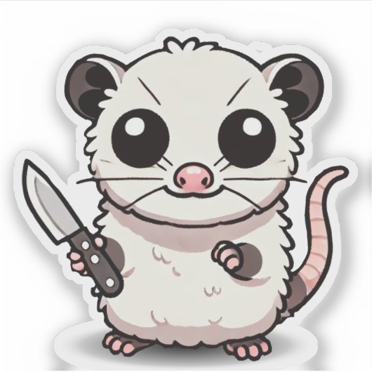 Stabiliteit: de Kawaii Possum Vinyl Sticker (Voorkant)