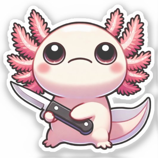 Stabiliteit: Kawaii Axolotl Vinyl Sticker (Voorkant)