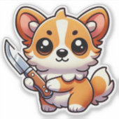 Stabiliteit: Kawaii Corgi Vinyl Sticker (Voorkant)