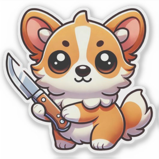 Stabiliteit: Kawaii Corgi Vinyl Sticker (Voorkant)
