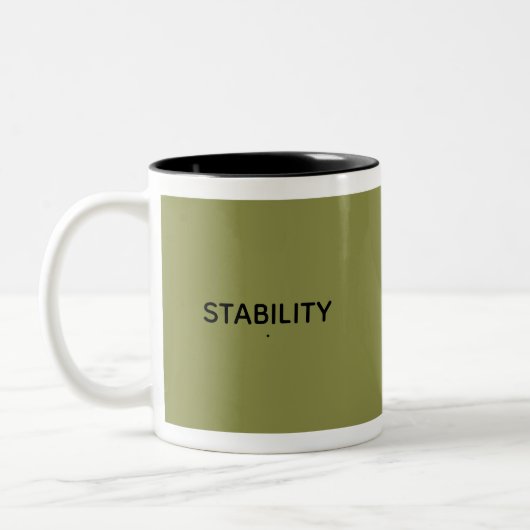 Stability Calm Olive Green Motivational Minimal  Tweekleurige Koffiemok (Links)
