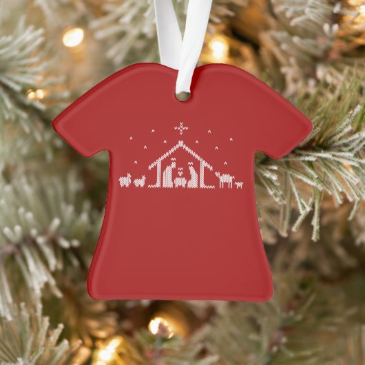 Stable Nativity Ugly Christmas Sweater Christelijk Ornament (Boom)