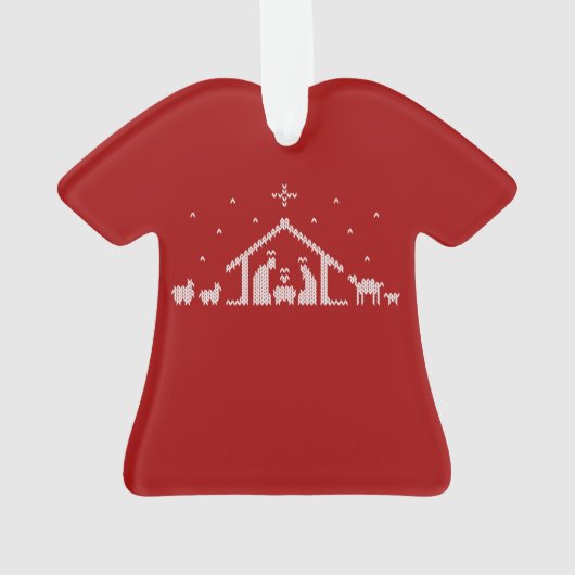 Stable Nativity Ugly Christmas Sweater Christelijk Ornament (achterkant)
