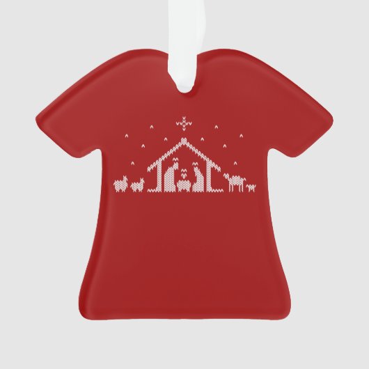 Stable Nativity Ugly Christmas Sweater Christelijk Ornament (voorkant)