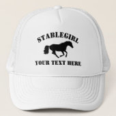 Stablegirl with horse and custom text trucker pet (Voorkant)
