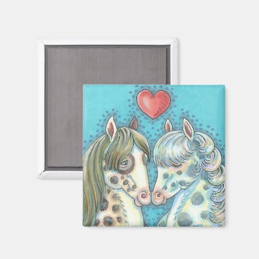 Stablemates Pinto Ponies HORSE MAGNET Square (Voorkant / Achterkant)