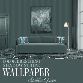 Stables Green Six Inch Shadow Stripe Behang