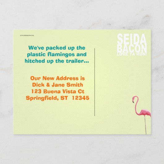 Stacaravan "We hebben verhuisd" Briefkaart (Achterkant)