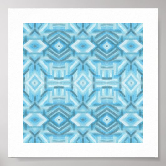 Staccato Lichtblauwe Abstracte Zachte Pastel Kunst Poster (Voorkant)