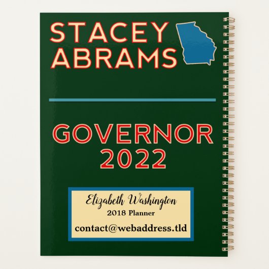 Stacey Abrams Vote Blue, Georgia Governor in 2022 Planner (Achterkant)
