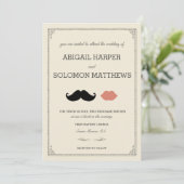 stache + kiss — Mustache & Lips Weddenschap Kaart (Staand voorkant)
