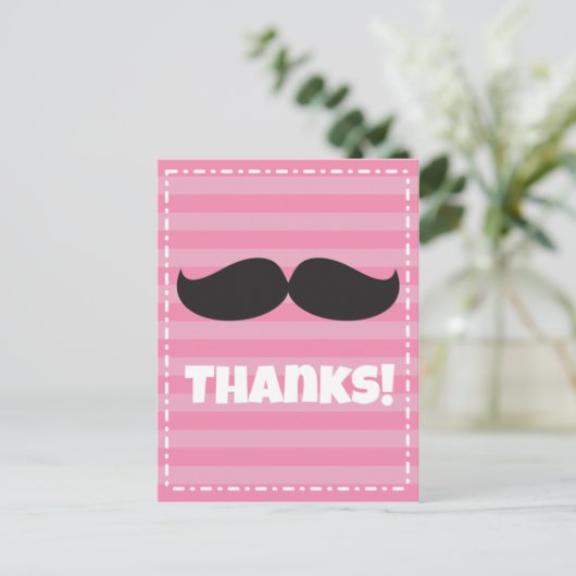 Stache Pink Briefkaart (Staand voorkant)