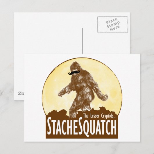 'STACHE SQUATCH The Lesser Cryptid - Funny Bigfoot Briefkaart (Voorkant / Achterkant)