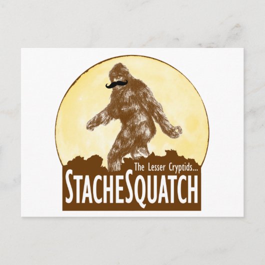 'STACHE SQUATCH The Lesser Cryptid - Funny Bigfoot Briefkaart (Voorkant)