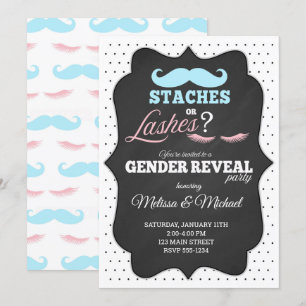 Staches of Lashes Gender onthullen uitnodigingen
