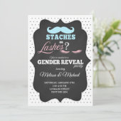 Staches of Lashes Geslacht onthullen Uitnodigingen (Staand voorkant)