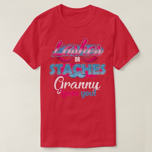 Staches of Lashes Granny houdt van je beste gender T-shirt (Design voorkant)