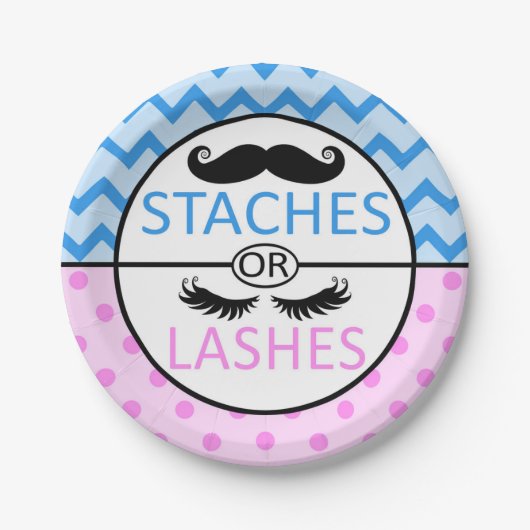 Staches of Lashes maken borden van partijpapier bl Papieren Bordje (Voorkant)