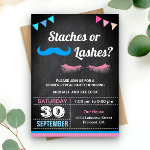 Staches of wimpers geslacht onthulling feest kaart