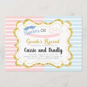 Staches of wimpers Geslacht Onthulling Uitnodiging