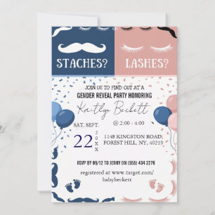 Staches of Wimpers Geslacht Reveal Uitnodiging
