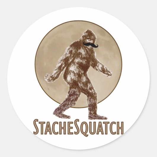 STACHESQUATCH I Mustache als je mijn vierkant hebt Ronde Sticker (Voorkant)