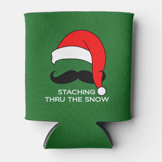 Staching Door de sneeuw grappige kerst Blikjeskoeler (Voorkant)