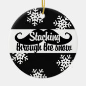 Staching door de sneeuw keramisch ornament (Voorkant)