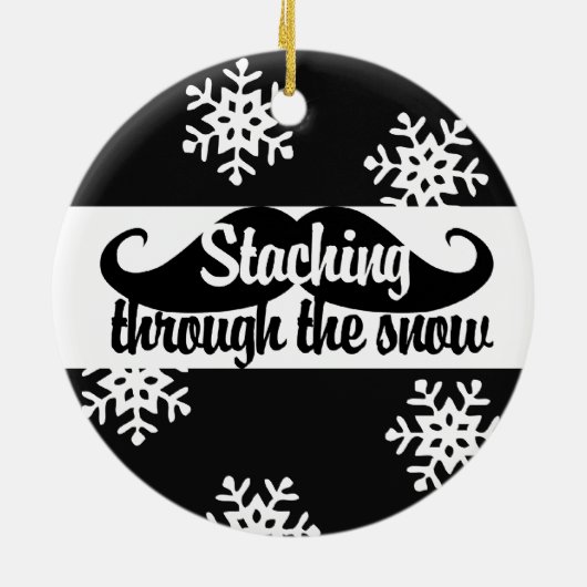 Staching door de sneeuw keramisch ornament (Achterkant)