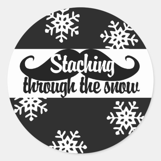 Staching door de sneeuw ronde sticker (Voorkant)