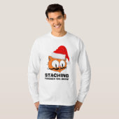 STACHTEN VIA DE SNEEUW Mustache Humor Cat T-shirt (Voorkant volledig)