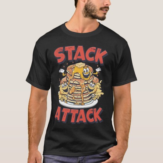 Stack Attack Pancakes Retro Diner Breakfast  T-shirt (Voorkant)