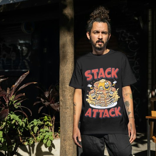 Stack Attack Pannenkoeken Retro Diner Ontbijt T-shirt