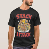 Stack Attack Pannenkoeken Retro Diner Ontbijt T-shirt (Voorkant)