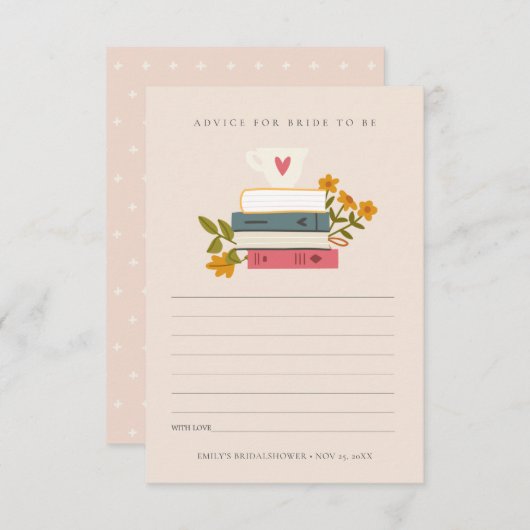 Stack Books Floral Advice for Bride Vrijgezellenfe Informatiekaartje (Voorkant / Achterkant)
