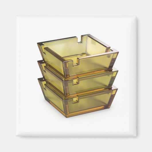 Stack met glazen asbakken magneet (Voorkant)