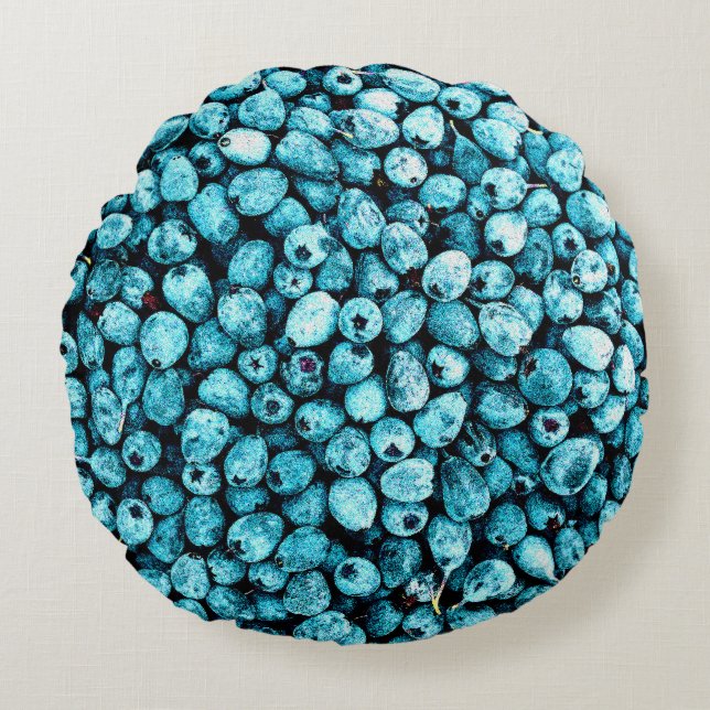 "Stack of Blueberry Fruit" Cute Photo. Bestel nu Rond Kussen (Voorkant)