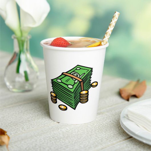 Stack of Cash with Coins Money Papieren Bekers