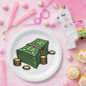 Stack of Cash with Coins Money Papieren Bordje (Feest)