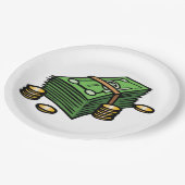 Stack of Cash with Coins Money Papieren Bordje (Gekanteld)