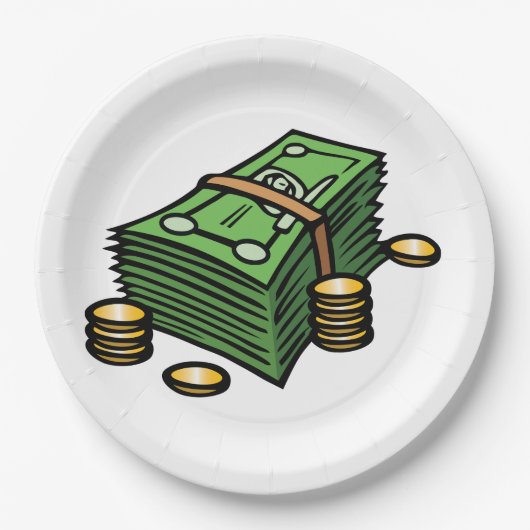 Stack of Cash with Coins Money Papieren Bordje (Voorkant)