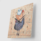 Stack of Chickens Wall Clock Vierkante Klok (Hoek)