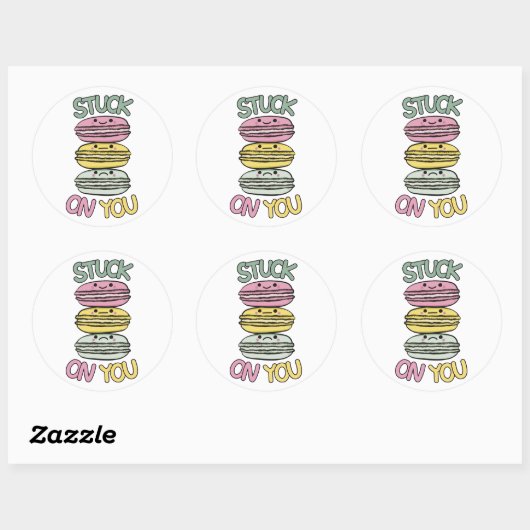 Stack of Cute Kawaii Macarons Ronde Sticker (Vel)