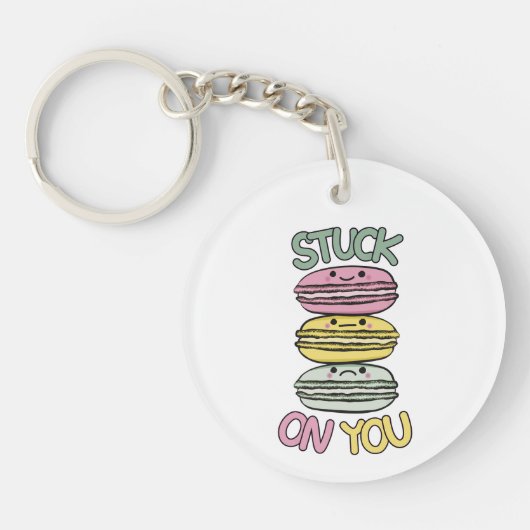 Stack of Cute Kawaii Macarons Sleutelhanger (Voorkant)