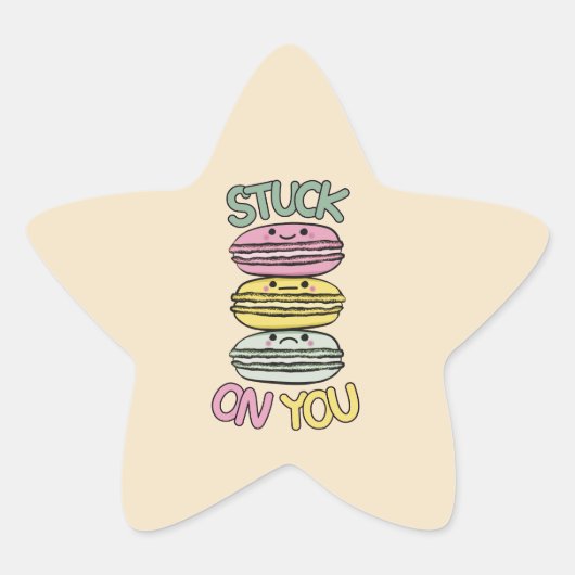Stack of Cute Kawaii Macarons Ster Sticker (Voorkant)